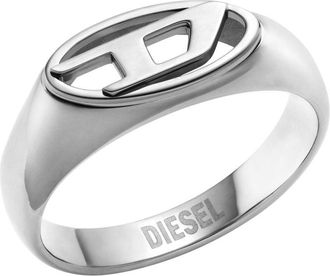 Diesel Stainless Steel Signet Ring - Rings - Unisex - Silver