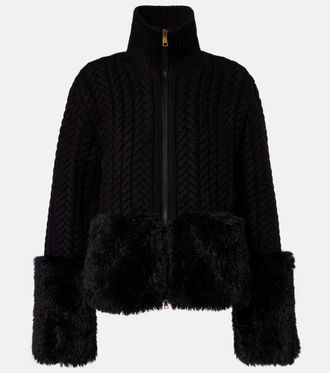Moncler Cable-knit wool-blend cardigan