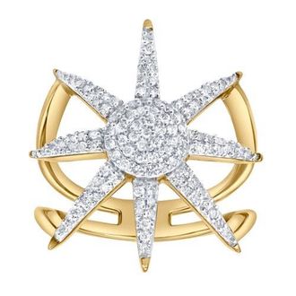 LuvMyJewelry Stellara 0.5 Ct 14K Gold Starburst Diamond Ring in 14K Yellow Gold at Nordstrom, Size 7
