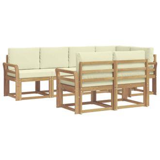 vidaXL Conjunto De Sof&aacute;s De Exterior 7 Pcs Blanco Y Crema Poli&eacute;ster Vidaxl