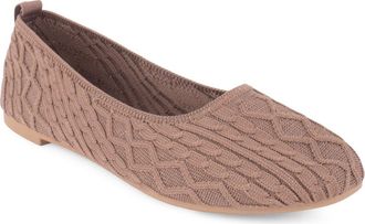 Elie Tahari Cannes Cable Knit Ballet Flat in Light Brown at Nordstrom, Size 5.5
