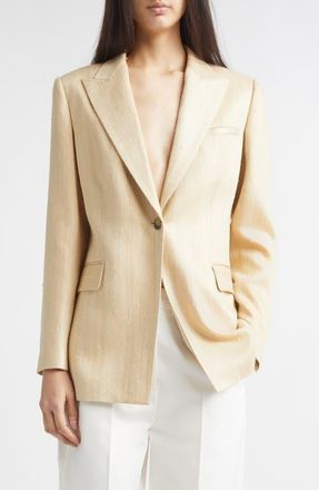 Nellie Partow Bow Silk Blend Jacket in Sand at Nordstrom, Size 6
