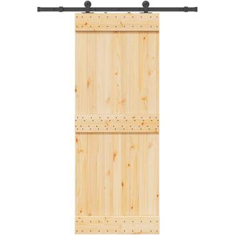 vidaXL Puerta Corredera Con Herrajes Madera Maciza De Pino 80x210 Cm Vidaxl