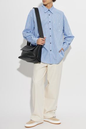 Palm Angels Shirt With Stripe Pattern, Mens, Blue
