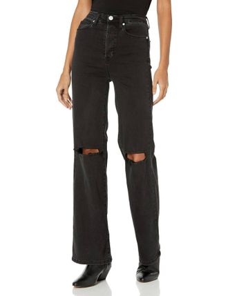 Blank NYC Womens Rib-Cage Ripped Pant Jeans In Black