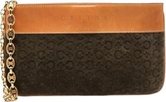 Celine Pre-owned Clutches, female, Brown, Size: ONE SIZE Pre-owned Suede Leather Clutch