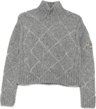 Ermanno Scervino Truien & Vesten, Dames, Grijs, M, Maglia Collo Alto Manica Lunga