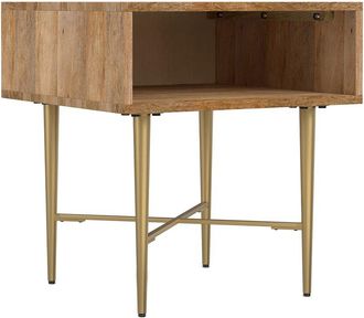 Simpli Home Fallon Solid Mango Wood 20In Square Contemporary End Table