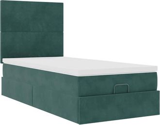 vidaXL Vidaxl - Estructura De Cama Otomana Colchones Terciopelo Verde Oscuro