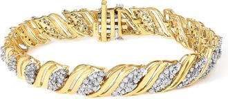House of Brilliance 10K Yellow Gold 2.0 Cttw Diamond S-Link Twist Design Link Bracelet