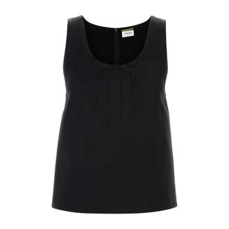 Saint Laurent Tops, Dames, Zwart, M, Cassandre Pliss&eacute; Top
