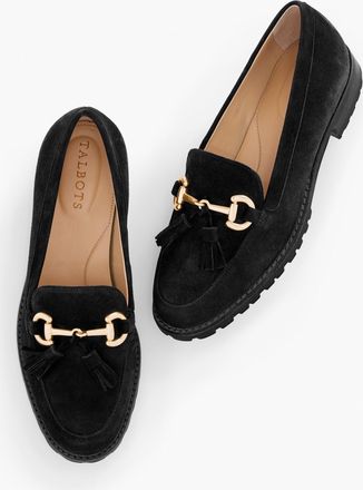Talbots Cassidy Tassel Loafers - Suede - Black - 8 1/2 M Talbots