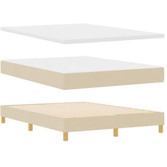 vidaXL Cama Tipo Box Spring Con Cabecera Crema 140 X 200 Cm Tela Vidaxl