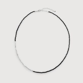 Monica Vinader Sterling Silver Mini Nugget Gemstone Beaded Necklace Black Spinel