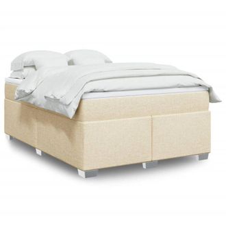 vidaXL Cama Box Spring Con Colch&oacute;n Tela Color Crema 140x200 Cm Vidaxl