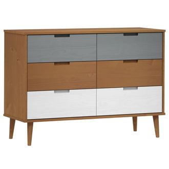 vidaXL Mesita De Noche Molde Madera Maciza De Pino Marr&oacute;n 113x40x80 Cm Vidaxl