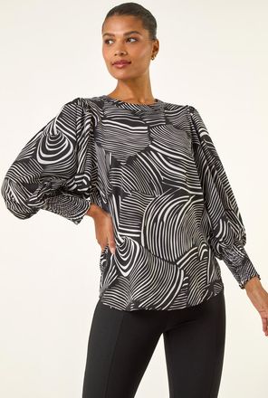 Roman Linear Abstract Print Top