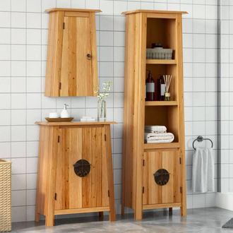 Berkfield Home 3 Piece Bathroom Furniture Set Solid Wood Pine in Brown