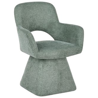Beliani Silla De Comedor Giratoria Totalmente Tapizada En Tela Silla Decorativa Con Asiento Ancho Verde Oscuro Vallby