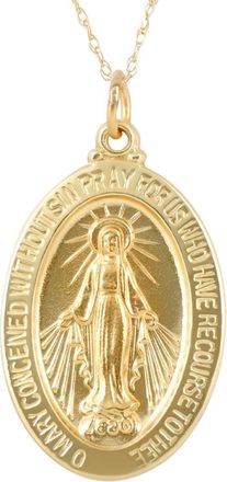 Pompeii3 14k Yellow Gold St. Mary Medal Pendant 1 Tall 2.5 Grams