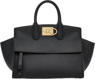 Ferragamo The Studio Soft Small Leather Top-Handle Bag in Nero at Nordstrom