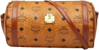 MCM Pre-owned Cross Body Bags, female, Brown, Size: ONE SIZE Pre-owned Visetos PVC Leather Shoulder Bag