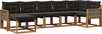 vidaXL Conjunto De Sof&aacute;s De Exterior 7 Uds. Natural Y Negro Vidaxl