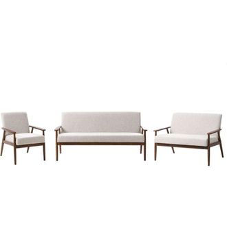 Beliani Living Room Set 6 Seater ESRUM Fabric Dark Brown/ Grey