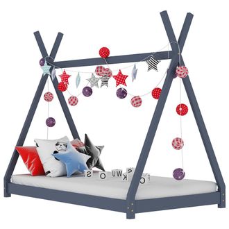 vidaXL Giroletto Per Bambini Grigio In Massello Di Pino 90x200 Cm - Vidaxl