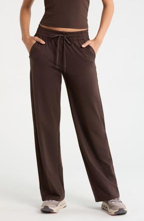 Zella Move In Mid Rise Straight Leg Sweatpants in Brown Mole at Nordstrom, Size Xx-Large