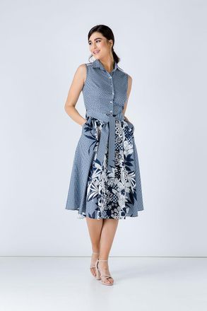M&oacute;veis Conquista Navyblauwe jurk met knoopdetail