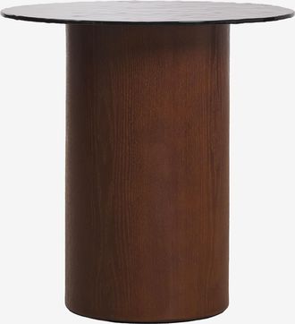 Sklum Mesa Auxiliar Redonda &Oslash;50 Cm En Vidrio Templado Y Mdf Asgri Sklum