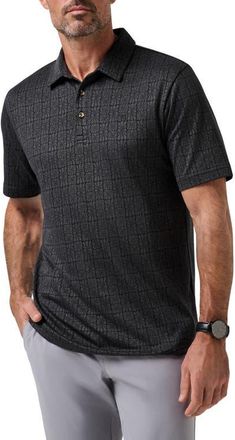 Travis Mathew Cabana Floral Jacquard Polo in Ebony at Nordstrom, Size Xx-Large
