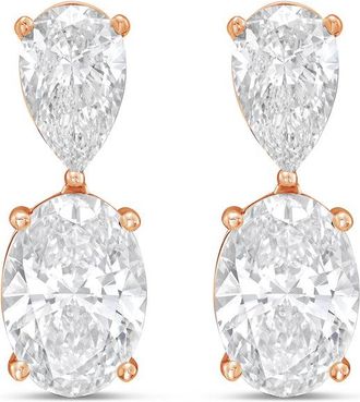 Diana M. Jewels 14K Rose Gold 10.00 Cts of Lab grown pear and oval shape diamond drop earrings