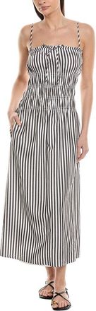 Onia Smocked Linen-Blend Midi Dress