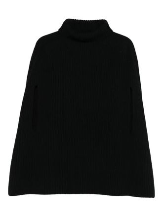 Jil Sander ribbed turtleneck cape - women - Wool - S - Black