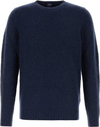 Fedeli Navy Blue Solid Sweaters