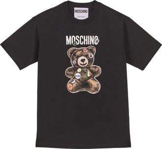 Moschino Tops, Dames, Zwart, S, Katoen, Orsetto Grande T-Shirt