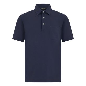 Ermenegildo Zegna Polo Shirts, male, Blue, Size: 2XL Patch-pocket Polo Shirt