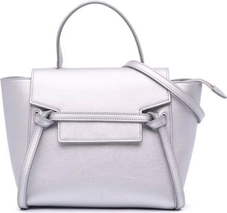 Celine Borsa a tracolla Nano in pelle di vitello laminata 2018 - Argento