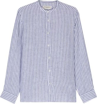 Officine Générale striped linen blend shirt - men - Hemp/Linen/Flax - L - Blue