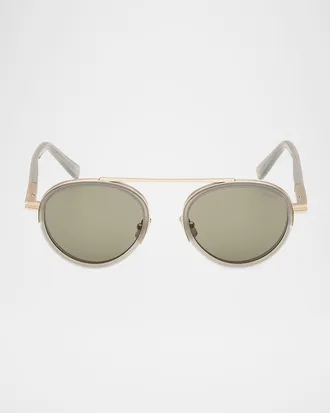 Ermenegildo Zegna Men & apos;s ORIZZONTE II Metal-Acetate Round Sunglasses