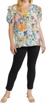 Entro Floral Ruffle Sleeve Blouse In Multi