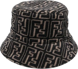 Fendi FF-jacquard bucket hat - men - Silk/Cotton/Virgin Wool - S - Black