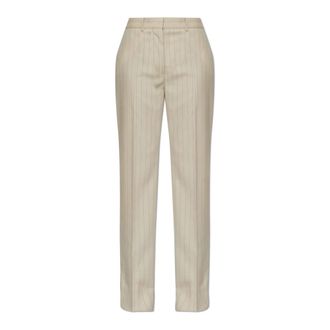 Acne Studios Wool Pinstripe Broeken - Dames - Straight fit broeken - Beige - M - Wol - Broeken
