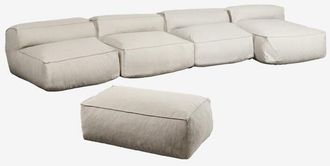 Sklum Sof&aacute; Modular Chaise Longue De 4 Piezas Y Puff Para Jard&iacute;n Dojans Sklum