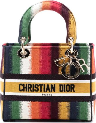Dior Pre-owned Dior Medium Embroidered Multicolor Canvas Striped Lady D Lite Unisex 50-MA-0211