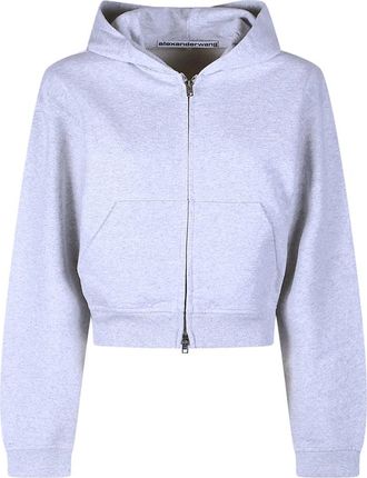 Alexander Wang Allover Hotfix Volledige Rits Hoodie Sweatshirt - Dames - Vesten met rits - Blauw - XS - Hoodies & sweatvesten