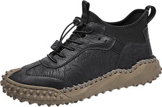 Generic Pu Leather Ankle Boots for Men, Walking Boot Non-Slip Soles Flats Shoes Lace Up Sports Shoe High Top Trekking Shoes Retro Fashion Outdoor Boots Hard W