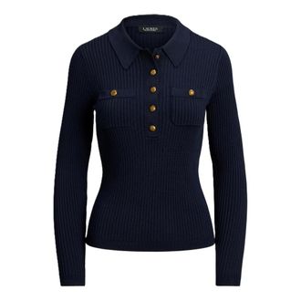 Ralph Lauren Maglione a maniche lunghe a coste - - Knitwear - Donna - Blu - S